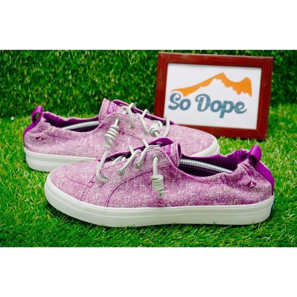 Sperry Shoes - Sperry Crest Vibe ‘Pink Stripe’ Canvas Tie Sneakers - Women's 10